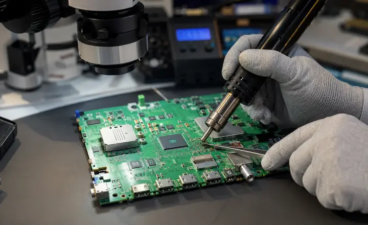 Компонентный ремонт основной платы Main Board телевизора